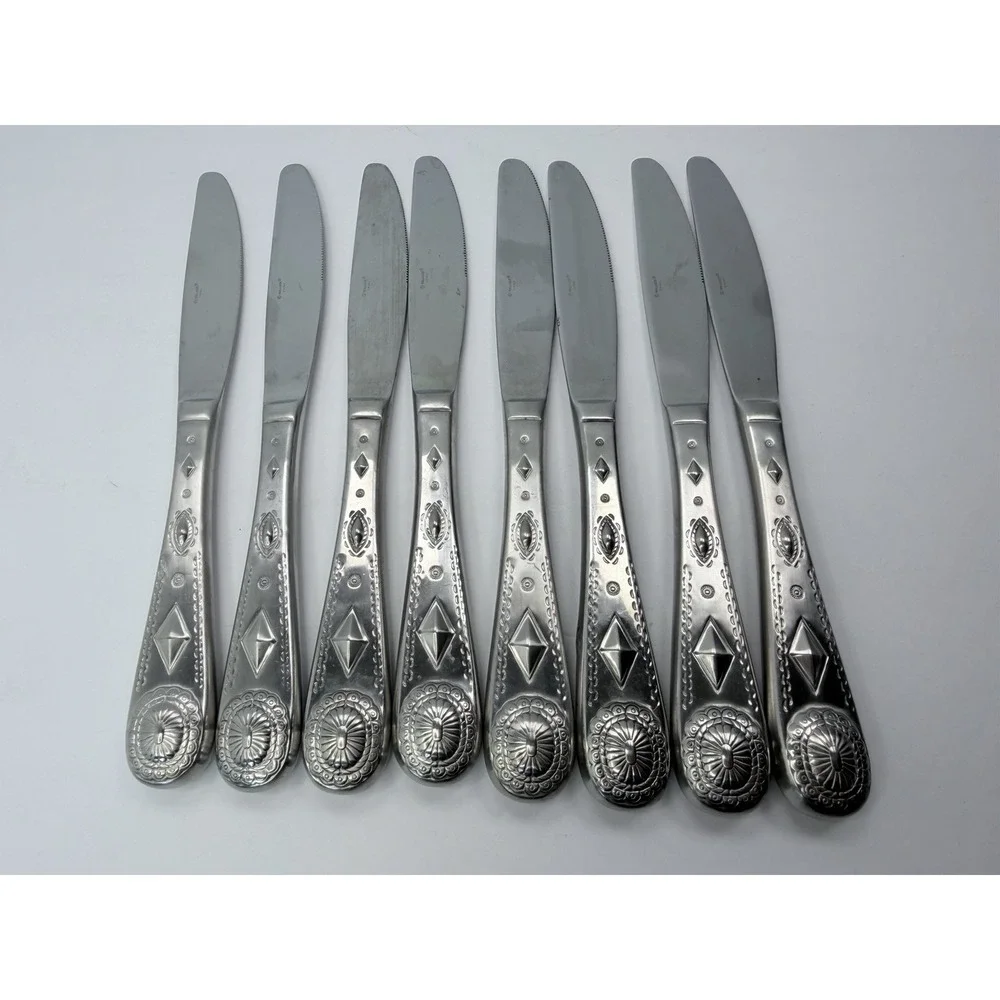 Wallace TAOS 18/10 Stainless Steel Flatware Dinner Knives Lot‎ of 8 Southwest